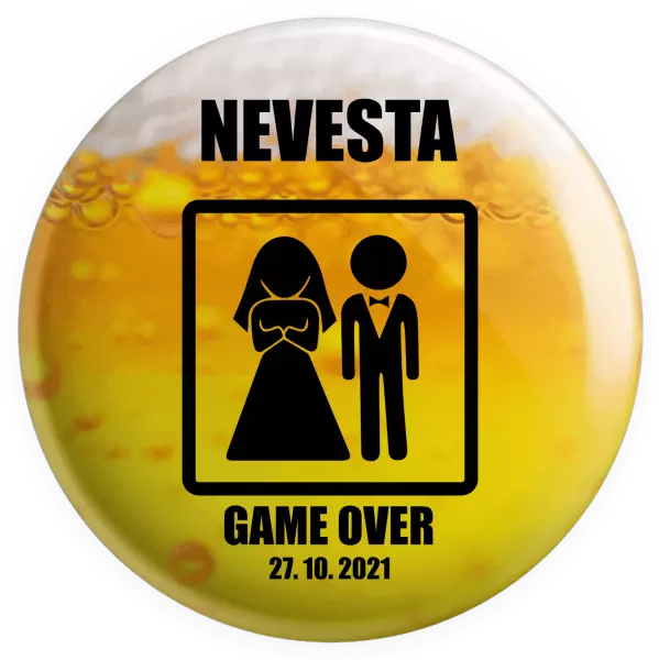 Placka Game over - nevěsta s datem - kopie