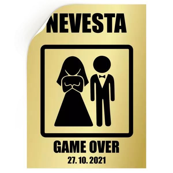 Samolepka Game over - nevěsta s datem - kopie