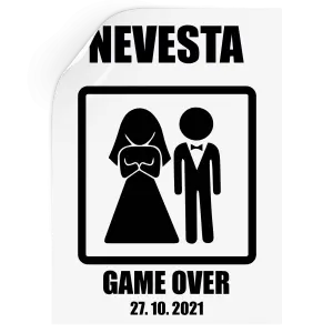 Samolepka Game over - nevěsta s datem - kopie