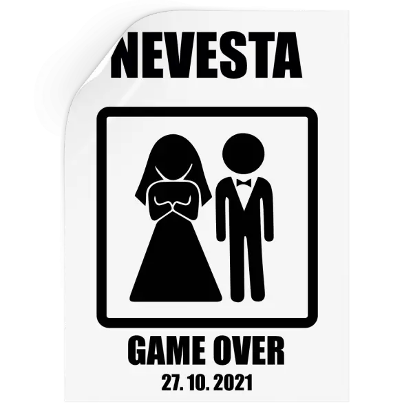 Samolepka Game over - nevěsta s datem - kopie