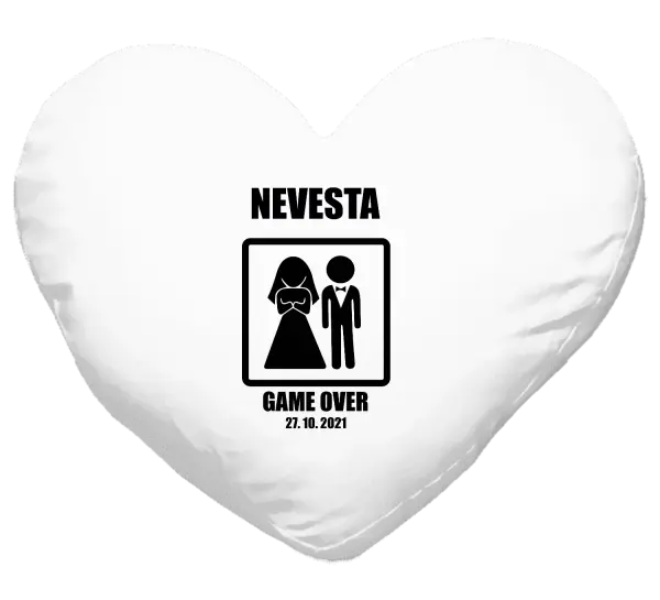 Vankúš Game over - nevěsta s datem - kopie