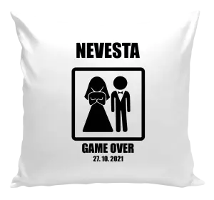 Vankúš Game over - nevěsta s datem - kopie