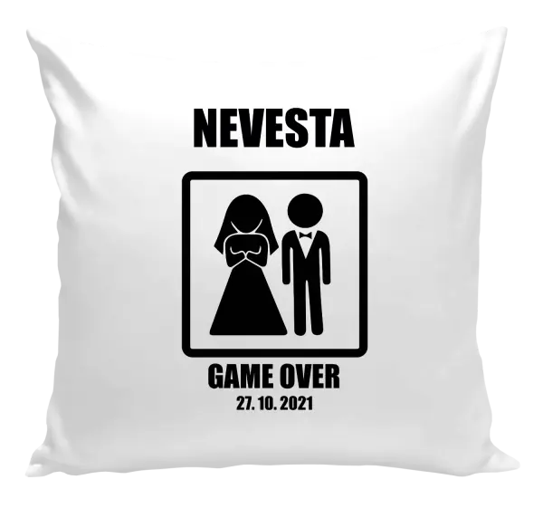 Vankúš Game over - nevěsta s datem - kopie