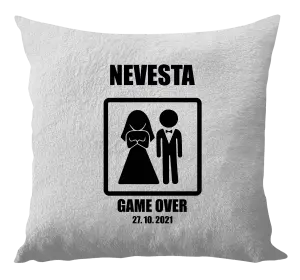 Vankúš Game over - nevěsta s datem - kopie