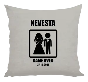 Vankúš Game over - nevěsta s datem - kopie
