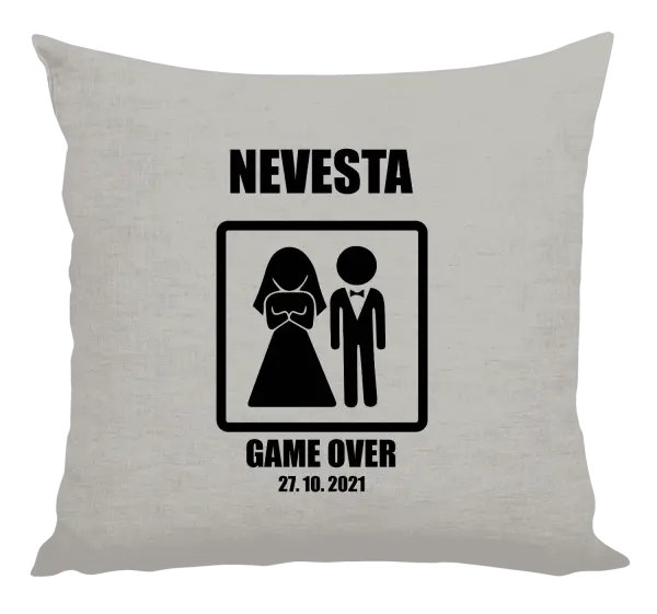 Vankúš Game over - nevěsta s datem - kopie