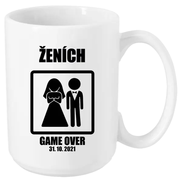 Hrnček Game over - ženích s dátumom