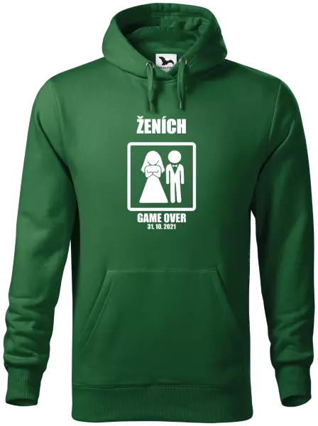 Pánska mikina Game over - ženích s dátumom