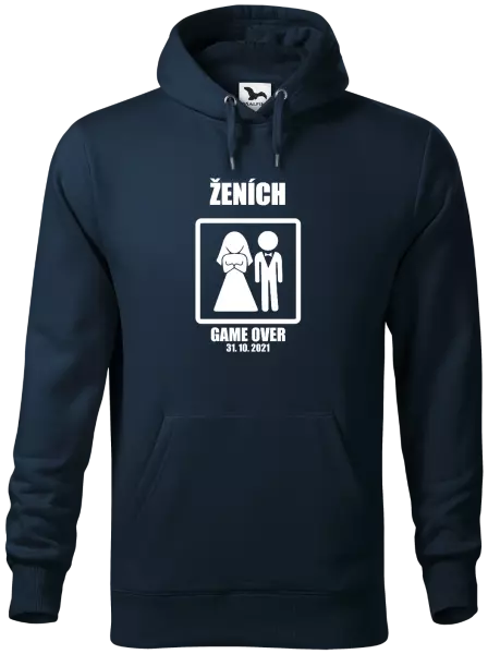 Pánska mikina Game over - ženích s dátumom