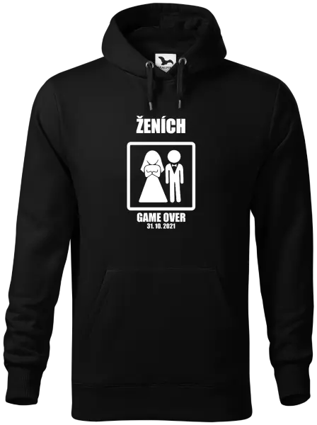 Pánska mikina Game over - ženích s dátumom