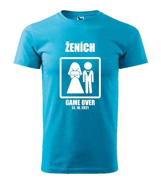Pánske tričko Game over - ženích s dátumom