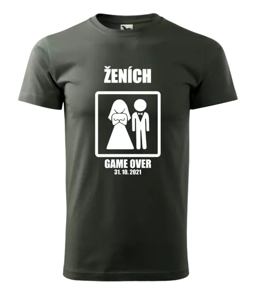 Pánske tričko Game over - ženích s dátumom