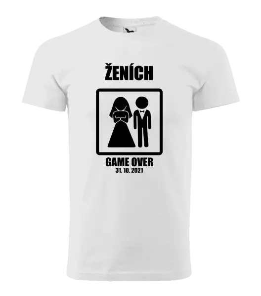 Pánske tričko Game over - ženích s dátumom