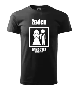 Pánske tričko Game over - ženích s dátumom