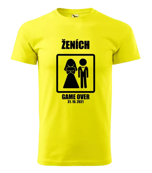 Pánske tričko Game over - ženích s dátumom
