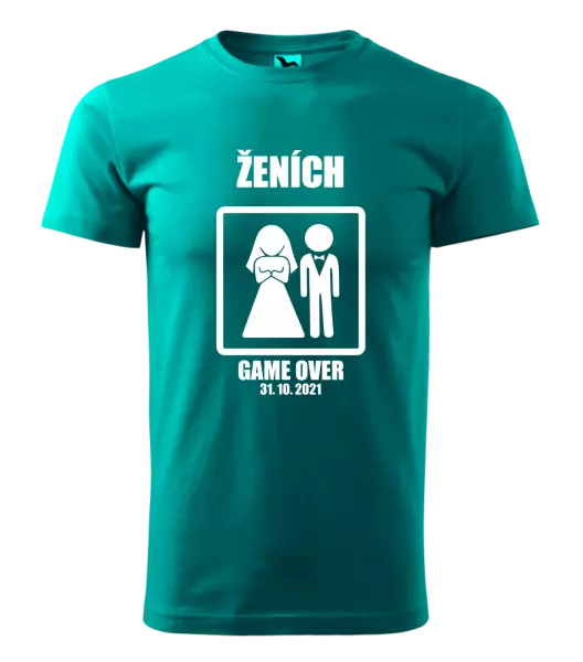 Pánske tričko Game over - ženích s dátumom