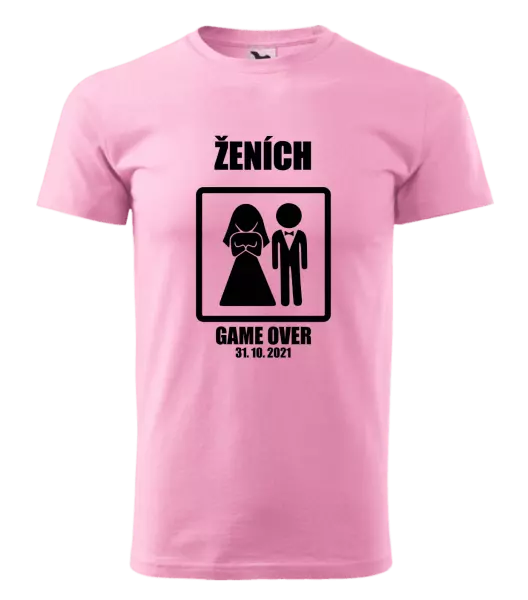 Pánske tričko Game over - ženích s dátumom