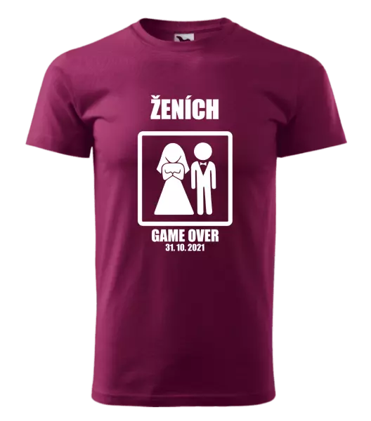 Pánske tričko Game over - ženích s dátumom