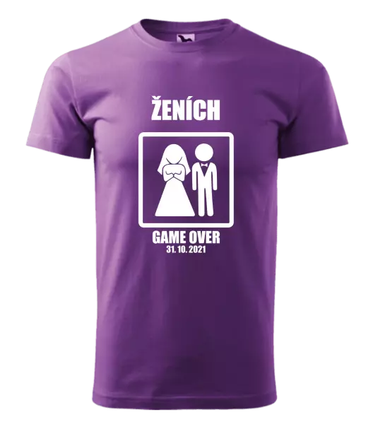 Pánske tričko Game over - ženích s dátumom