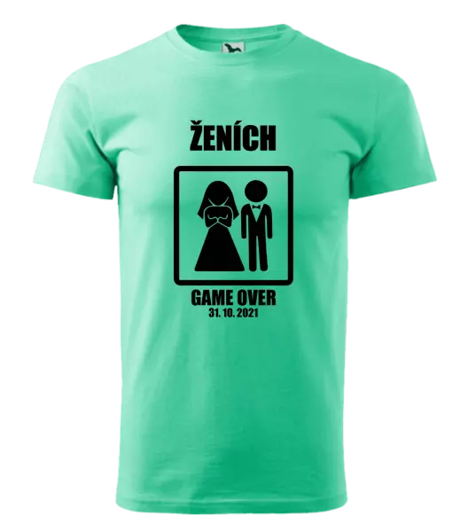 Pánske tričko Game over - ženích s dátumom