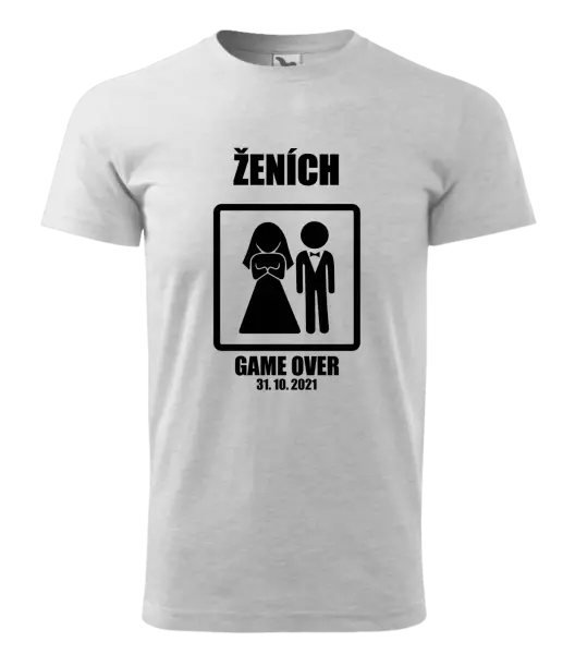 Pánske tričko Game over - ženích s dátumom