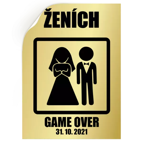 Samolepka Game over - ženích s dátumom