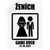 Samolepka Game over - ženích s dátumom