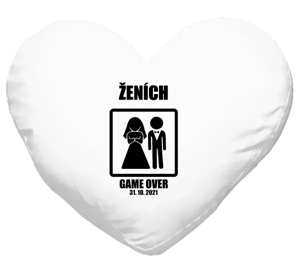 Vankúš Game over - ženích s dátumom