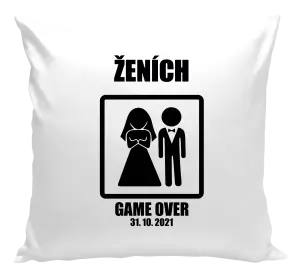 Vankúš Game over - ženích s dátumom