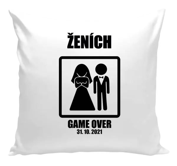 Vankúš Game over - ženích s dátumom