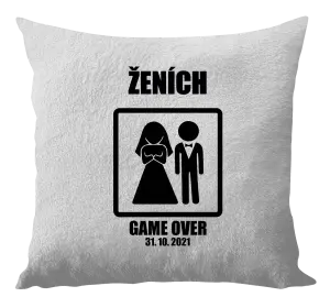 Vankúš Game over - ženích s dátumom