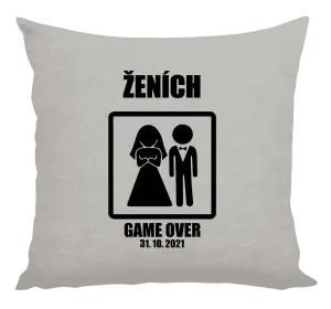 Vankúš Game over - ženích s dátumom