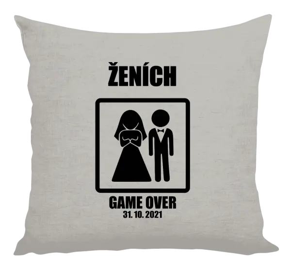 Vankúš Game over - ženích s dátumom