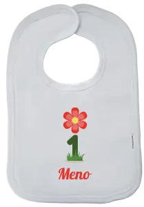 Detský podbradník Moje první narozeniny s kytičkou - kopie