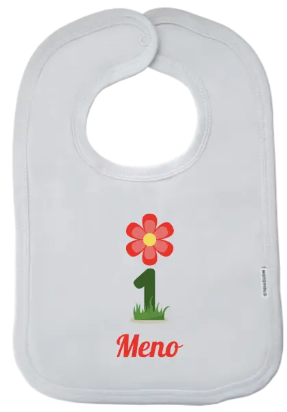 Detský podbradník Moje první narozeniny s kytičkou - kopie