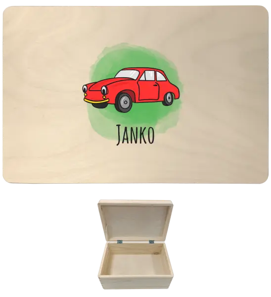 Drevený box s vekom Autíčko