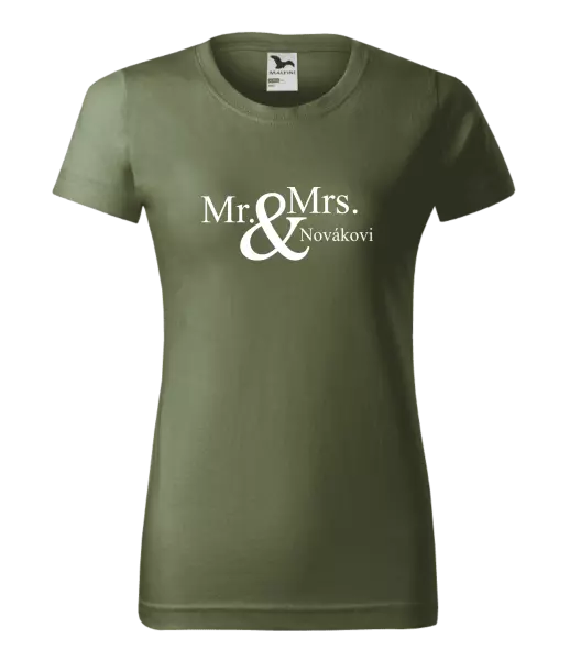 Dámske tričko Mr. & Mrs. s vlastním příjmením - kopie