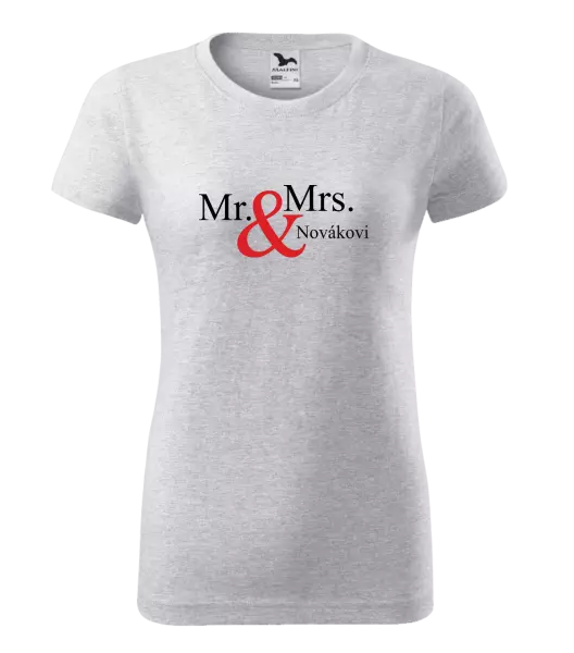 Dámske tričko Mr. & Mrs. s vlastním příjmením - kopie