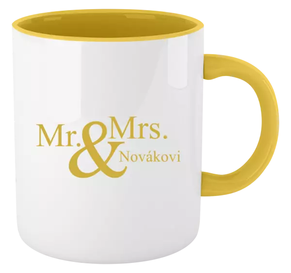 Hrnček  Mr. & Mrs. s vlastním příjmením - kopie