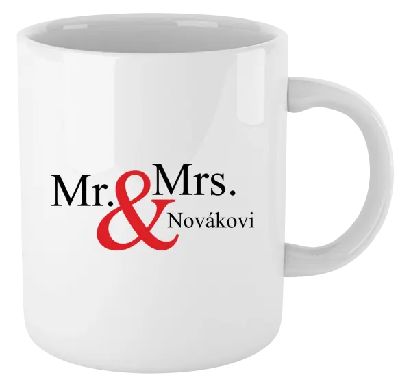 Hrnček Mr. & Mrs. s vlastním příjmením - kopie