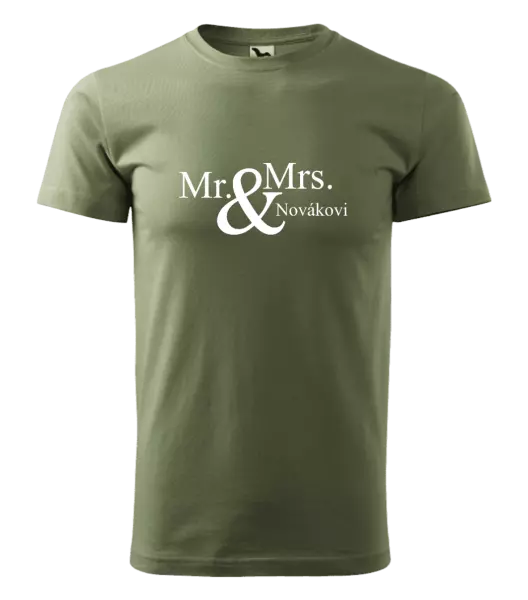 Pánske tričko Mr. & Mrs. s vlastním příjmením - kopie