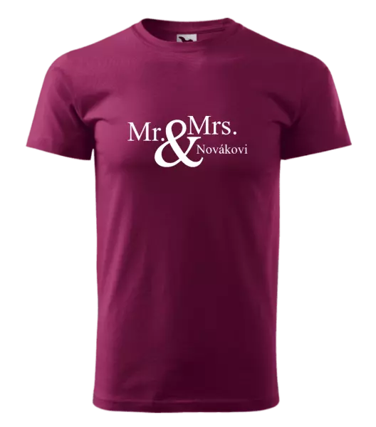 Pánske tričko Mr. & Mrs. s vlastním příjmením - kopie