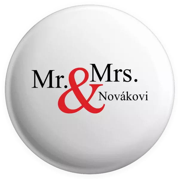 Placka Mr. & Mrs. s vlastním příjmením - kopie