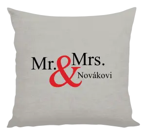 Vankúš Mr. & Mrs. s vlastním příjmením - kopie