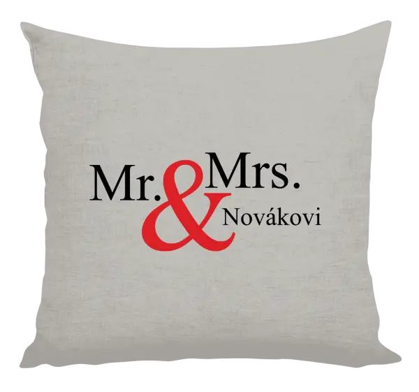Vankúš Mr. & Mrs. s vlastním příjmením - kopie