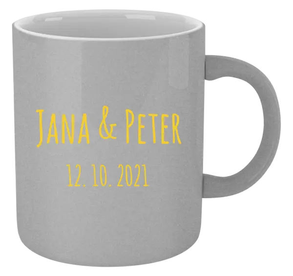 Hrnček metalický Jména a datum písmo 1 - kopie