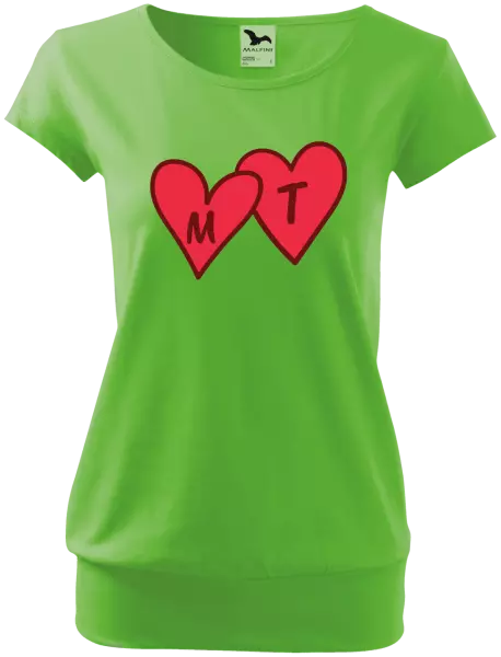 Dámske tričko Iniciály v srdíčku se jmény - kopie