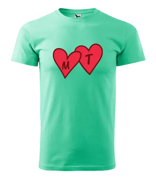Pánske tričko Iniciály v srdíčku se jmény - kopie