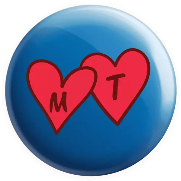 Placka Iniciály v srdíčku se jmény - kopie