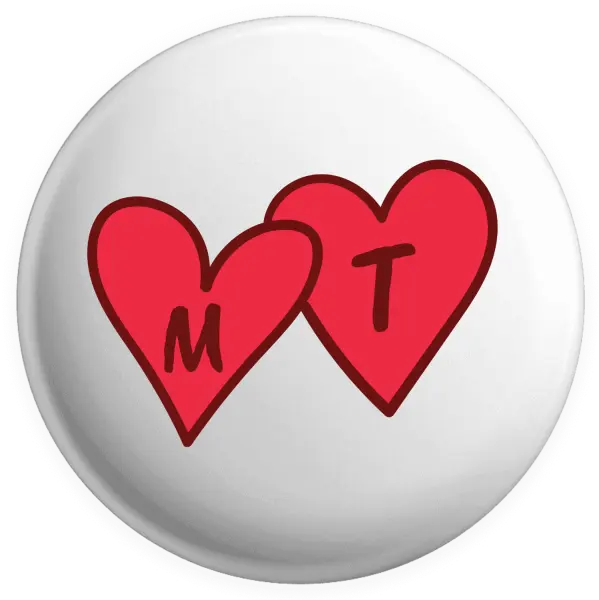 Placka Iniciály v srdíčku se jmény - kopie